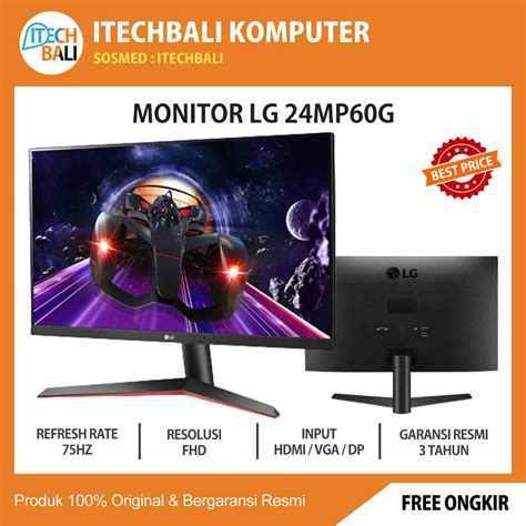 Jual Monitor Lg 24mp60g Full Hd Ips 75hz Freesync Narrow Bezel Led