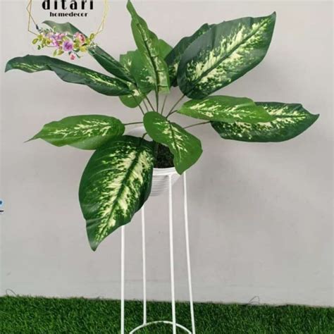 Promo Tanaman Keladi Monstera Hias Palsu Standing Pot Set Pajangan