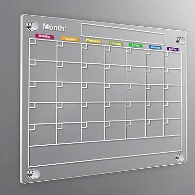 Amazon ORUR Clear Magnetic Calendar For Fridge Reusable Acrylic