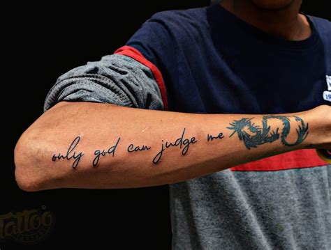 Only God Can Judge Me Tattoo On Arm