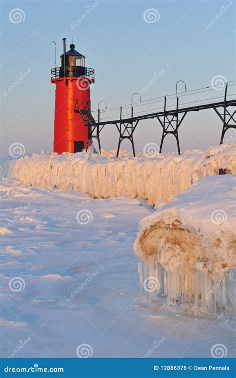 Winter South Haven Lighthouse Stock Photo Image Of Nature Scenic