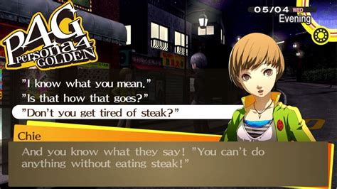 Does Chie Ever Get Tired Of Steak Persona 4 Golden YouTube