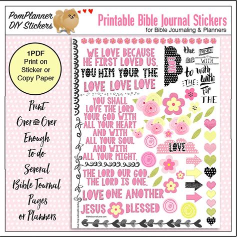 Printable Bible Journal Page Kit Set 1 Print Sticker Paper Or Copy