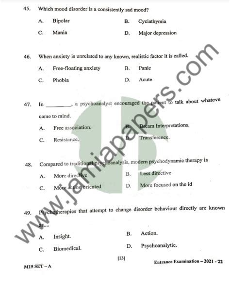 Jamia Millia Islamia MA Applied Psychology 2021 Paper Jamia Papers