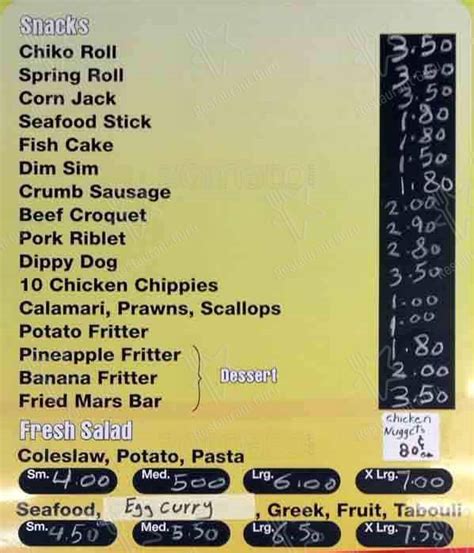 Menu At The Chicken Joint Fast Food Modbury Heights