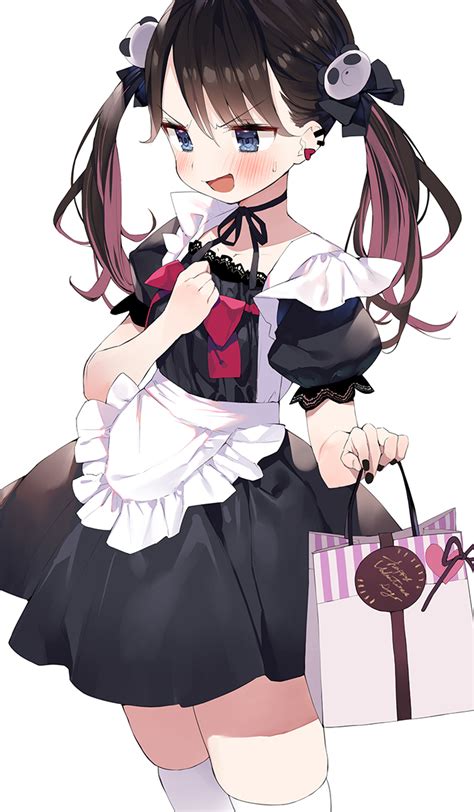 Safebooru 1girl D Apron Bag Black Bow Black Choker Black Dress Black Nails Black Neckwear