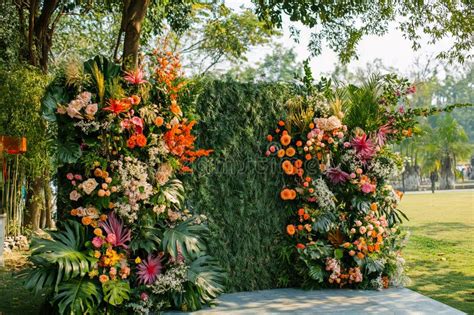 Arch Decorated With Flowers For The Wedding Ceremony In The Yacht Club