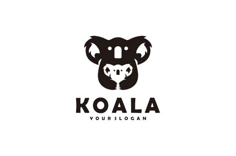 Inspiración Para El Diseño Del Logo De Koala Con Cachorros Vector Premium