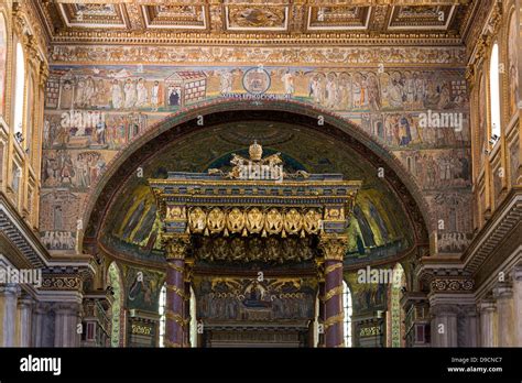 5th century mosaics of Triumphal arch in Basilica di Santa Maria Maggiore, Rome, Italy Stock ...