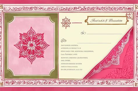 Premium Photo Elegant Fassi Henna Wedding Invitation In Pink Moroccan