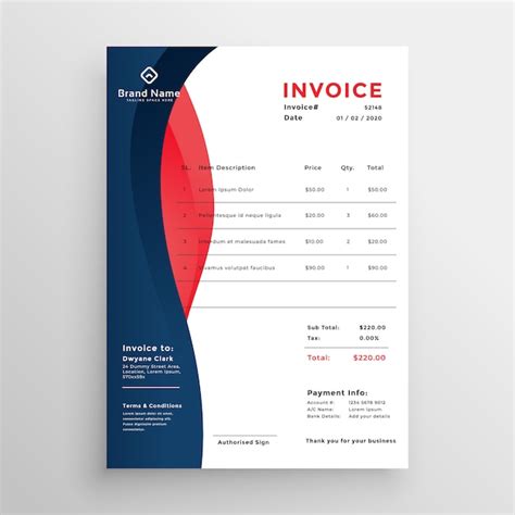 Modern Professional Invoice Template Design Free Vector