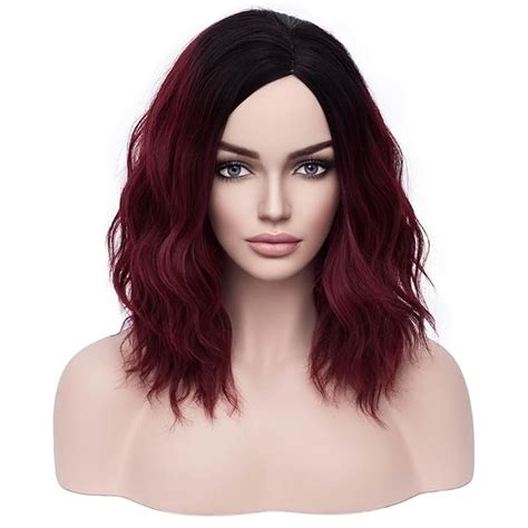 Beron 14 Women Burgundy Ombre Wigs Girls Short Curly Bob