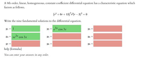 Solved A Th Order Linear Homogeneous Constant Chegg