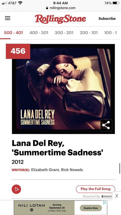 Lana Made Rolling Stones Top 500 Songs Of All Time Lanadelrey