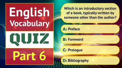 English Vocabulary Quiz Part 6 7 Questions English Mcqs Youtube