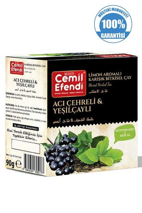 Cemil Efendi Acı Çehreli Yeşilçaylı 45 Li Süzen Poşet Çay Ve Form Çayı