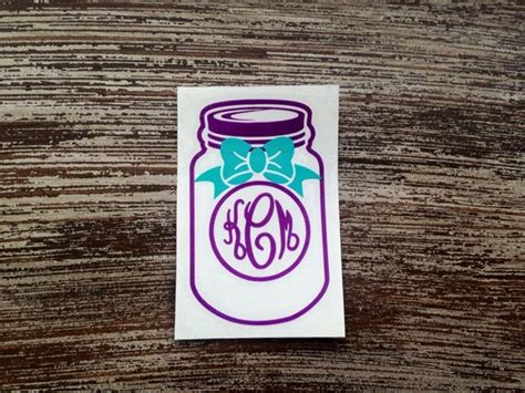 Mason Jar Car Decal Monogram Decal By Hbsoutherninspired On Etsy