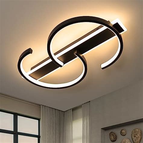 Luolong Plafonnier Led Plafonnier Dimmable Noir Lampe De Salon W Avec