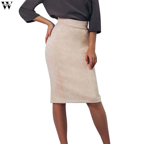 Women Skirts Summer Plus Size Knee Length Pencil Skirt Female Vintage