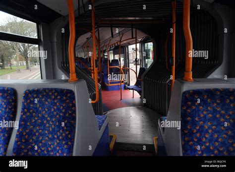 Inside Of A Red Bendy Bus Stock Photo Alamy