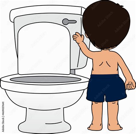 Boy Flushing Toilet Stock Illustration Adobe Stock