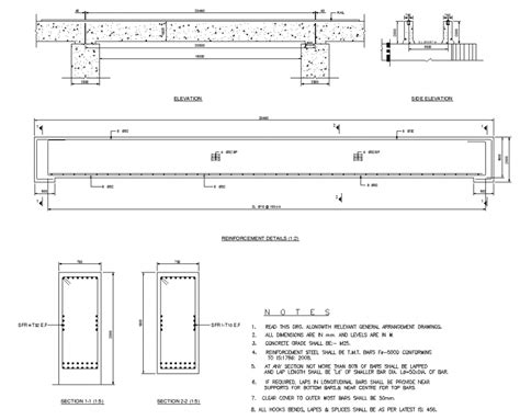 Column Beam Reinforcement Detail Elevation And Plan Dwg File Cadbull