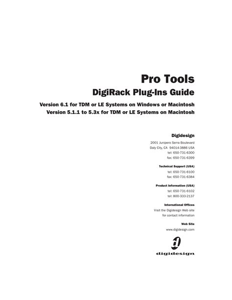 Digidesign Digirack Plug Ins Guide Manualzz