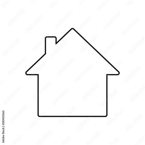 Transparent house silhouette with roof and chimney outline in vector ...