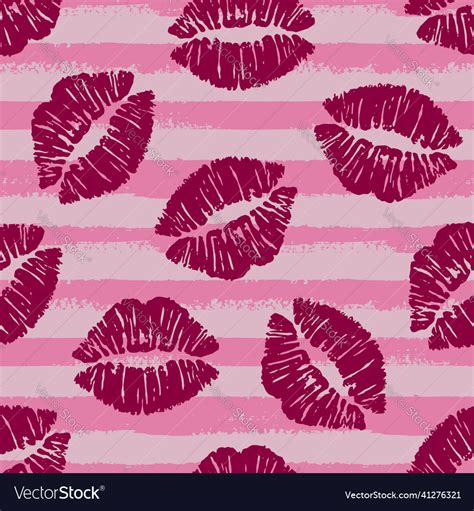 Female Marsala Lipstick Kiss Seamless Pattern Vector Image