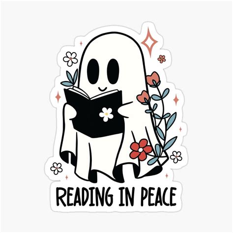 Reading In Peace Ghost Reading Book Sticker Book Lover Sticker Bookish