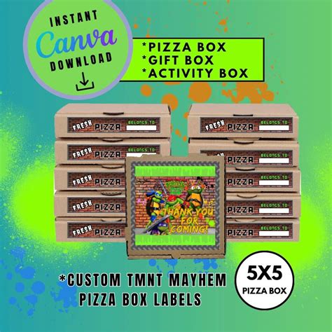 Teenage Mutant Ninja Turtles Pizza Box Invitations