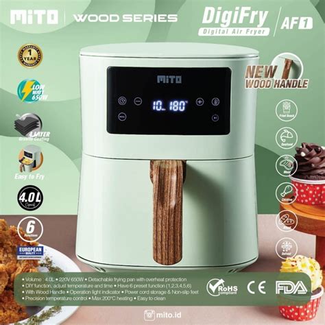 Jual MITO AF1 Digital Air Fryer Hijau Air Fryer Hemat Listrik Air