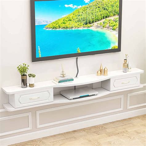 Meuble Tv Mural Console Tv Suspendue En Bois Massif Support Mural