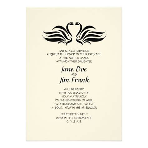 Catholic Wedding Invitation Swans Formal Catholic Wedding Invitation ...