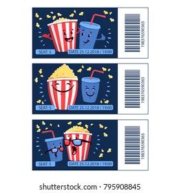 Cinema Mini Tickets Set Popcorn Soda Stock Vector Royalty Free