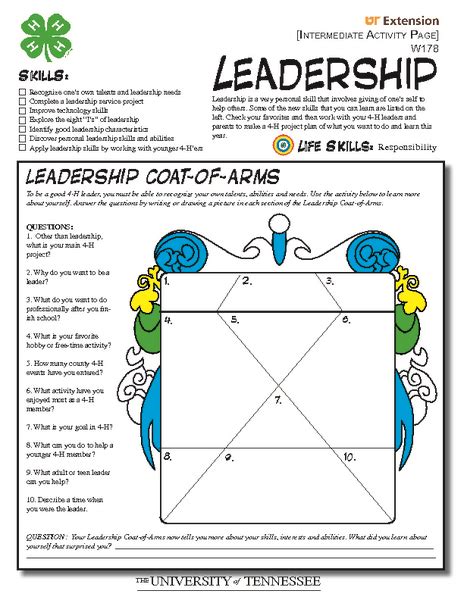 Leadership Intermediate Worksheet For 7th 10th Grade Lesson Planet