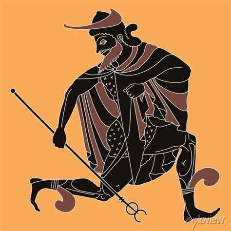 Ancient Greek God Hermes With Caduceus Vase Painting Style Posters