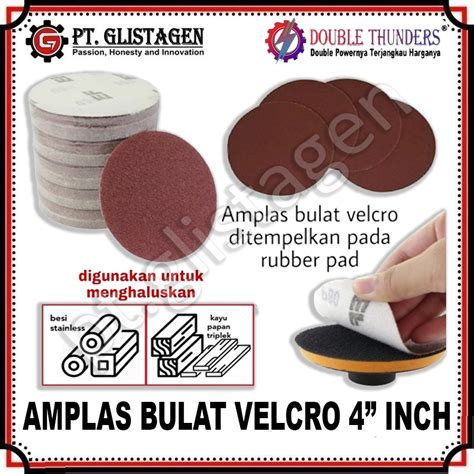 Jual Amplas Bulat Velcro 4 Inch Grit 80 Amplas Tempel Gerinda 4 Grip