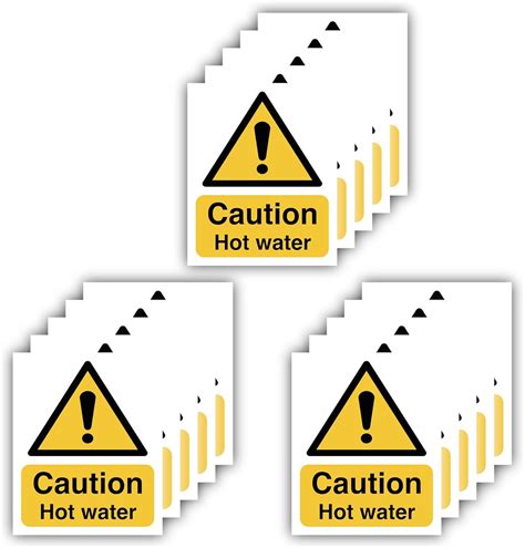 Cm X Cm Pack Of Self Adhesive Caution Hot Water Sign Vinyl Stickers Caution Hot Water