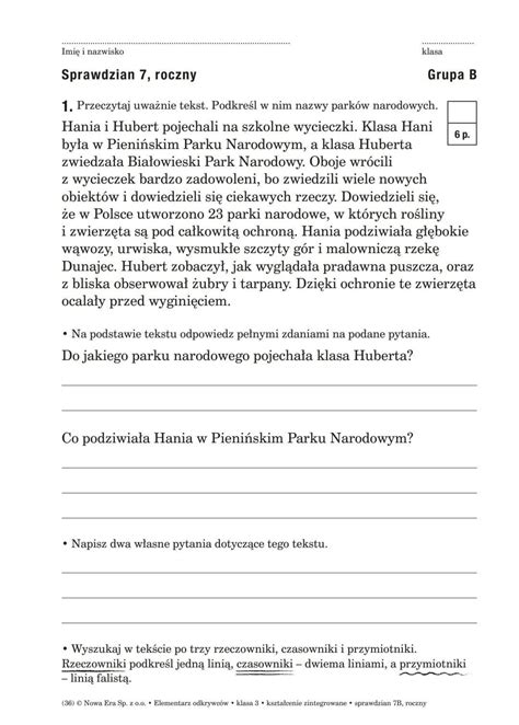 Proszę o pomoc wypisz z tekstu po trzy czasowniki rzeczowniki i