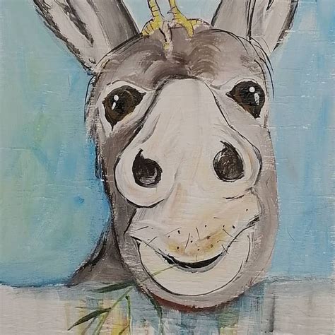 Donkey With Chicken Original Art By Wilma Potgieter Baby Animal Art