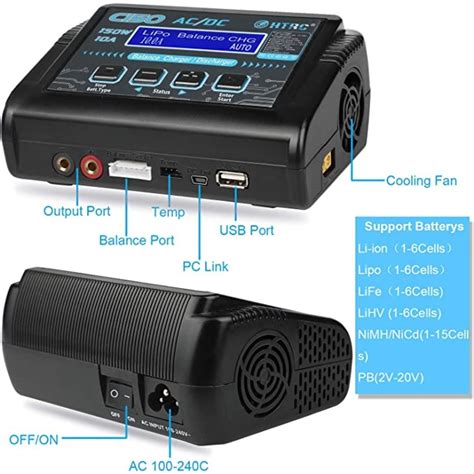 HTRC LiPo Charger RC Battery Balance Discharger 150W 10A 1 6S AC DC