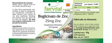 Zinkbisglycinat Mit 25mg Zink Fairvital Shop