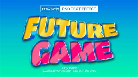 Effets De Texte Du Jeu Futur Avec Style 3d Modifiable PSD Premium