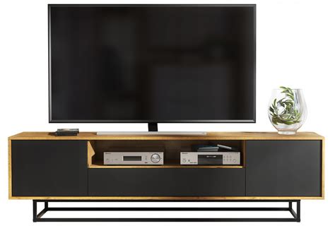 SZAFKA RTV TV 200 CM LOFT RETRO DĄB CZARNY LFT002A LFT002A Cena