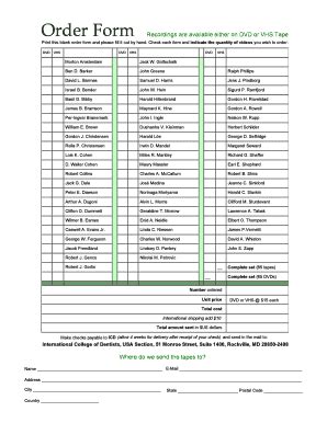 Fillable Online Usa Icd Order Form International College Of Dentists