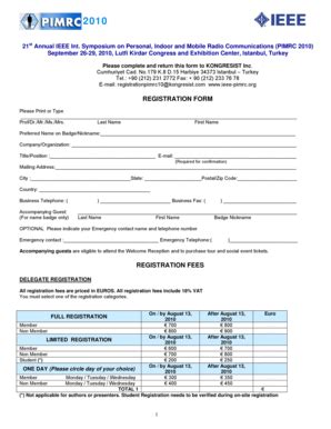 Fillable Online Ieee Pimrc PIMRC Registration Form Aug 23 Doc Ieee