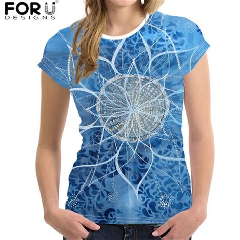 FORUDESIGNS Fashion Indian Mandala Floral Print T Shirt Women Fashion