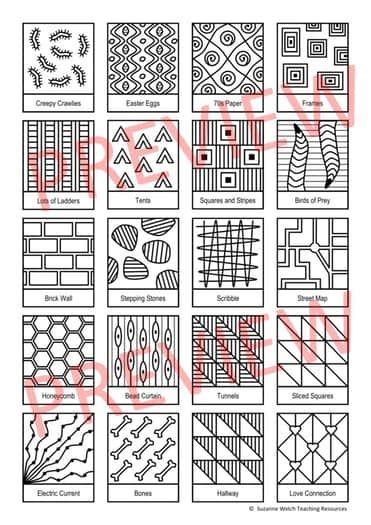 Line Art Pattern Example Handouts For Zentangle Zendoodle Mindfulness