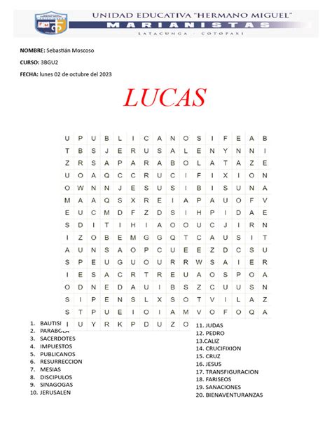 Sopa De Letras Lucas Pdf